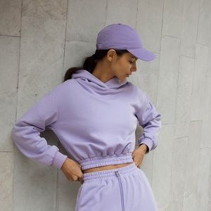 Lichi Relaxed Cropped Hoodie - Lilac